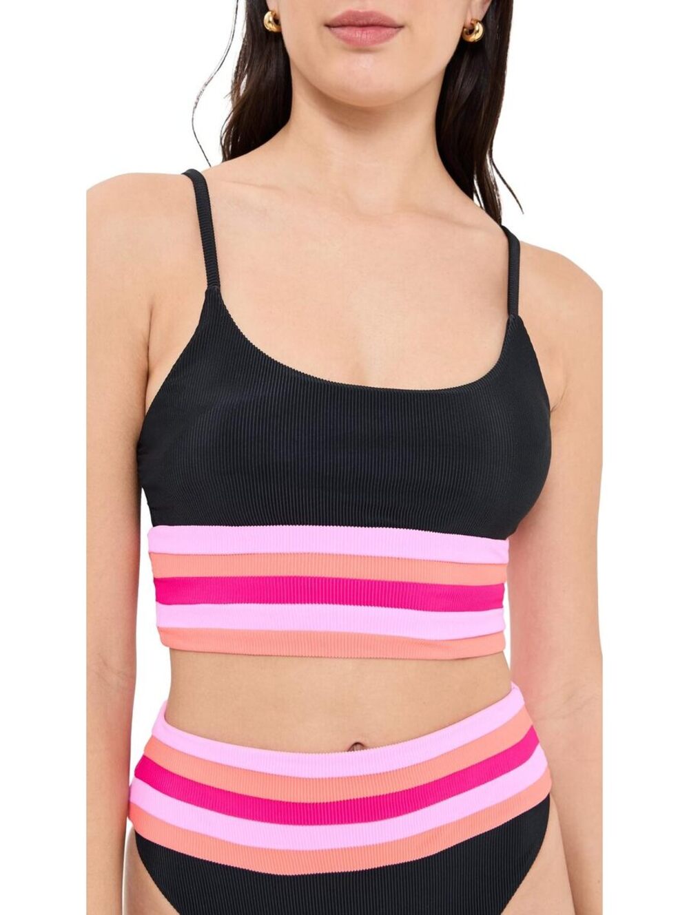Beach Riot Women's Mae Bikini Top, Ruby Colorblock, S